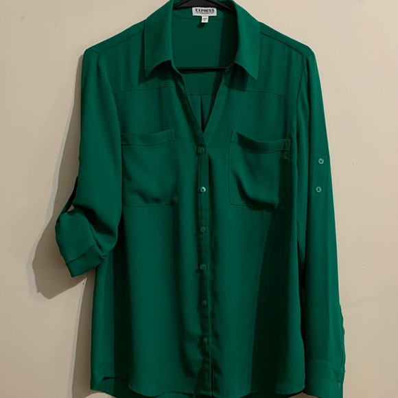 Express Tops - Express Women's Green Portofino Button-Up Blouse